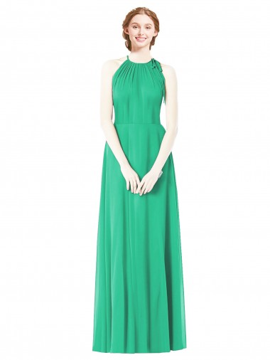 Emerald Green Sleeveless Halter Neck A-Line Soft Chiffon Bridesmaid Dress Worcester