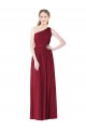 Burgundy Sleeveless One Shoulder A-Line Soft Chiffon Bridesmaid Gown Worcester