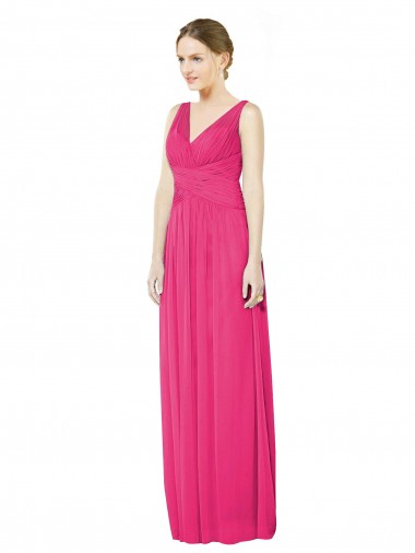 Open Back Sleeveless V-Neck A-Line Soft Chiffon Bridesmaid Dress Worcester
