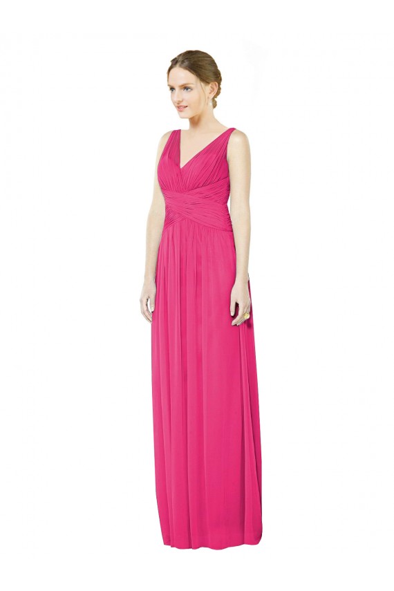 Open Back Sleeveless V-Neck A-Line Soft Chiffon Bridesmaid Dress Worcester