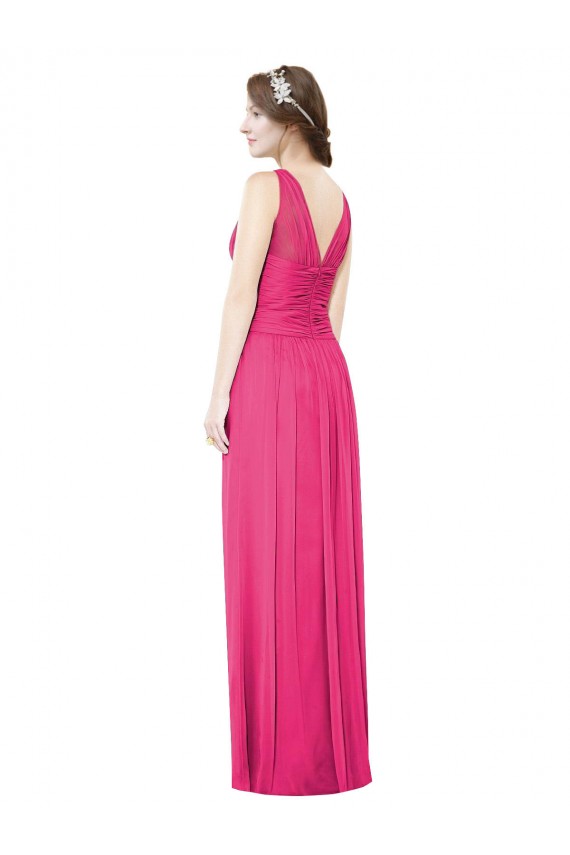 Open Back Sleeveless V-Neck A-Line Soft Chiffon Bridesmaid Dress Worcester