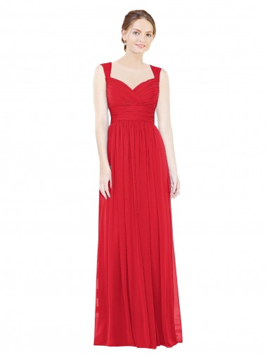 Red Sleeveless Sweetheart A-Line Chiffon Bridesmaid Dress / Evening Dress Worcester