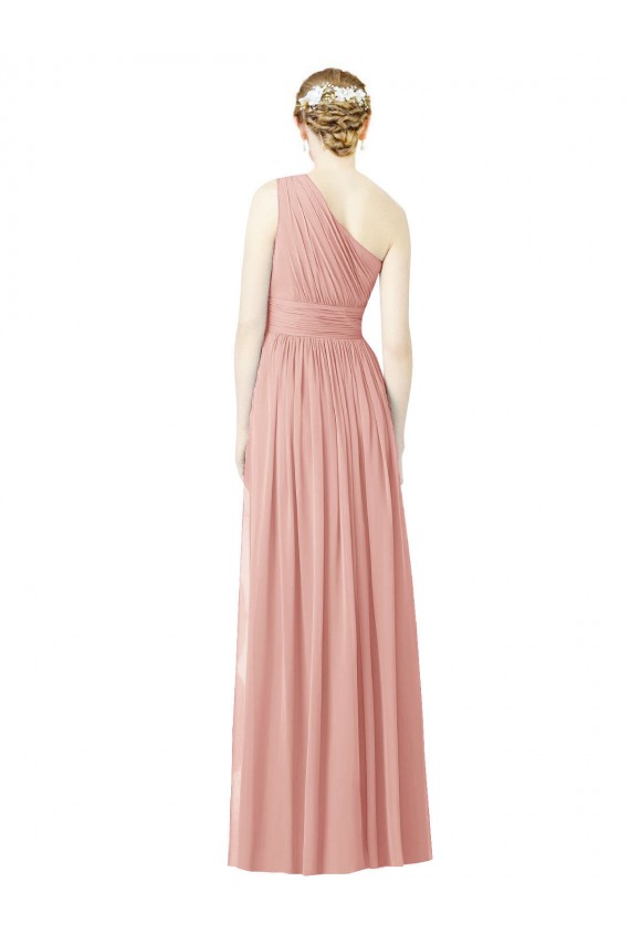 Bliss Pink Sleeveless One Shoulder A-Line Soft Chiffon Bridesmaid Dress Worcester