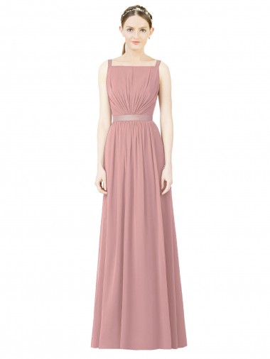 Dusty Pink Sleeveless High Neck A-Line Soft Chiffon Bridesmaid Dress Worcester