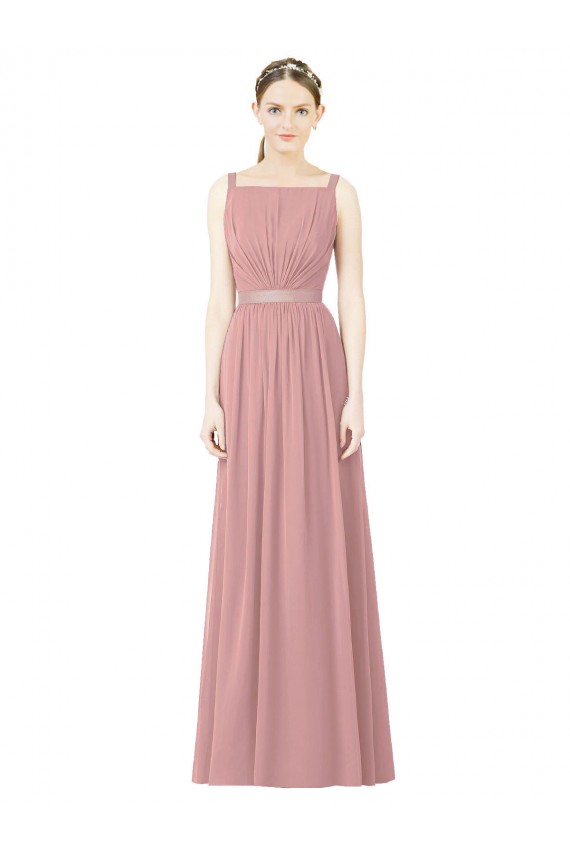 Dusty Pink Sleeveless High Neck A-Line Soft Chiffon Bridesmaid Dress Worcester