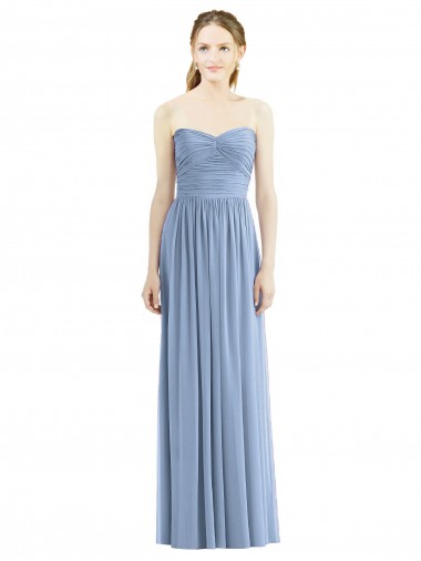Dusty Blue Sleeveless Sweetheart A-Line Chiffon Bridesmaid Gowns Worcester