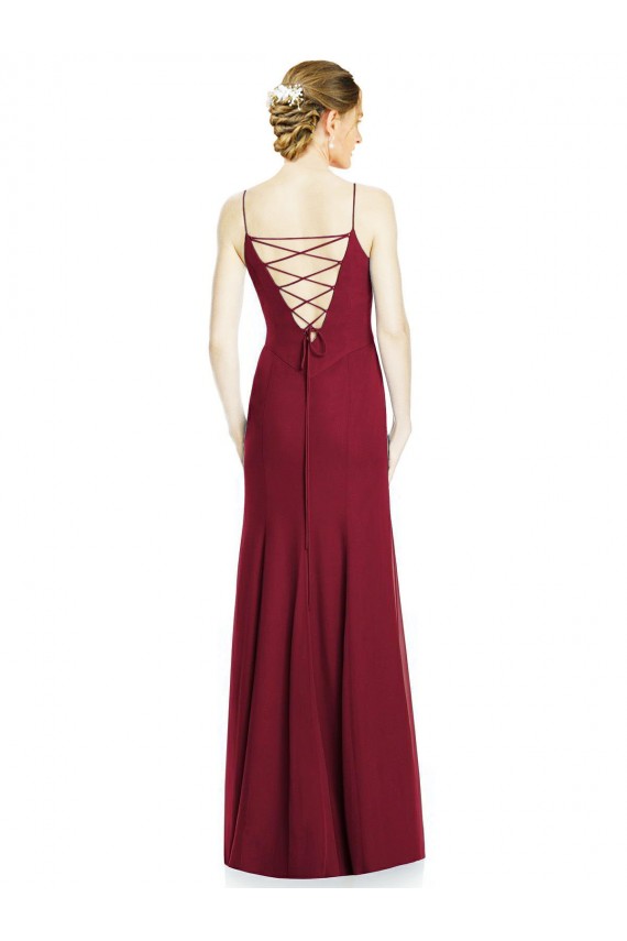 Sleeveless Spaghetti Straps Mermaid Soft Chiffon Bridal Party Dress Worcester