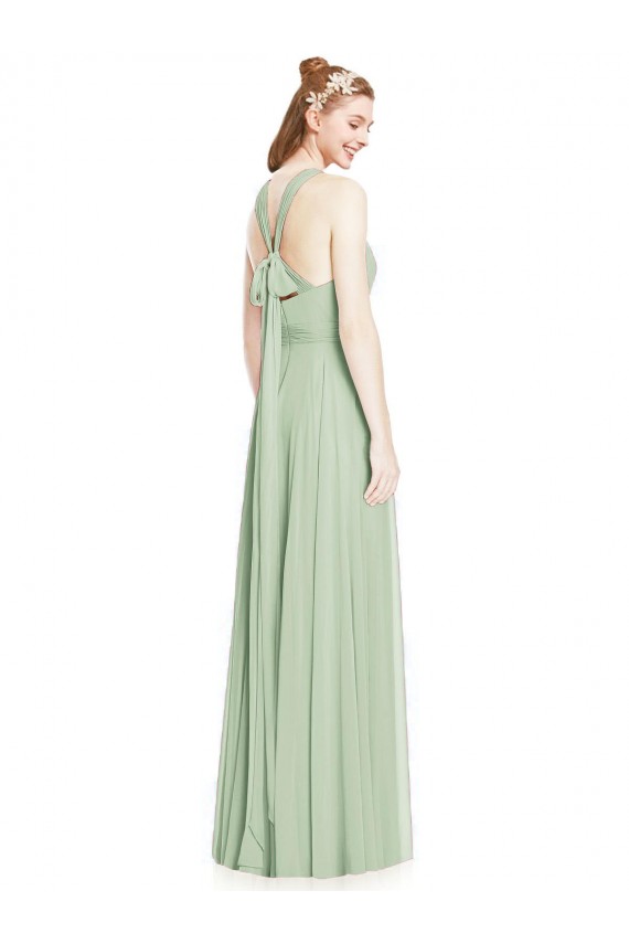 Sage Sleeveless Halter Neck A-Line Chiffon Bridesmaid Dress / Evening Dress Worcester