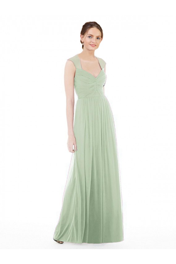 Sage Cap Sleeves Sweetheart A-Line Soft Chiffon Formal Dress / Bridesmaid Dress Worcester