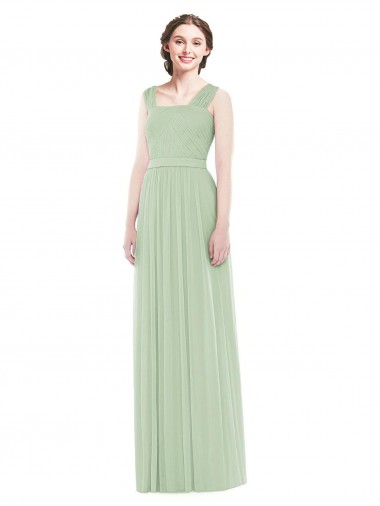 Sleeveless Spaghetti Straps A-Line Soft Chiffon Bridal Party Dress Worcester