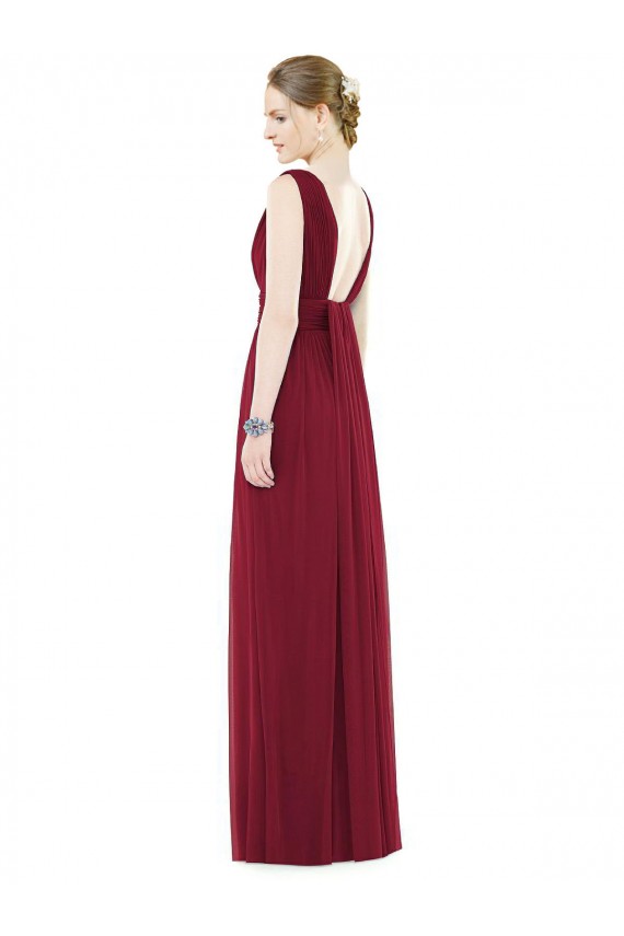 Sleeveless V-Neck A-Line Soft Chiffon Bridesmaid Gowns Worcester