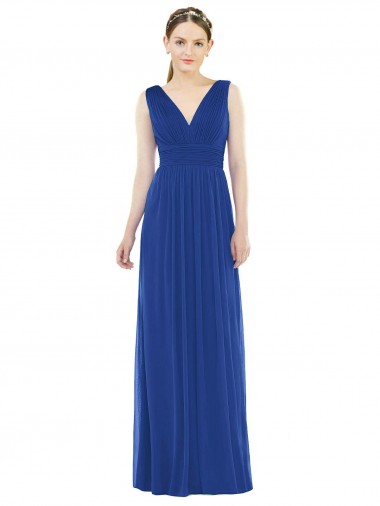 Sleeveless V-Neck A-Line Soft Chiffon Bridesmaid Gowns Worcester