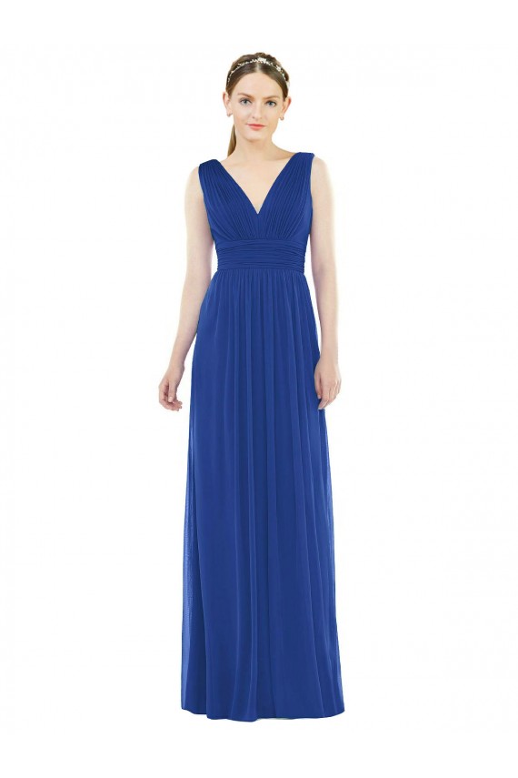 Sleeveless V-Neck A-Line Soft Chiffon Bridesmaid Gowns Worcester