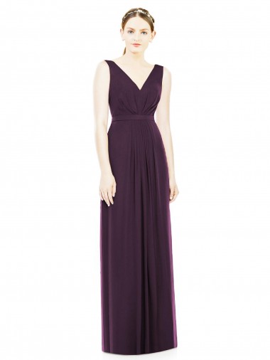 Grape Sleeveless V-Neck A-Line Chiffon Bridesmaid Dress / Evening Dress Worcester