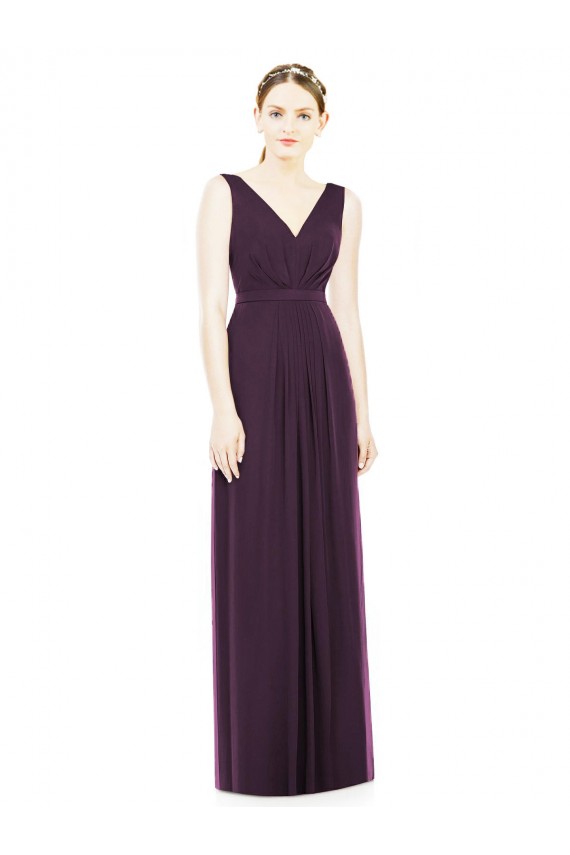 Grape Sleeveless V-Neck A-Line Chiffon Bridesmaid Dress / Evening Dress Worcester