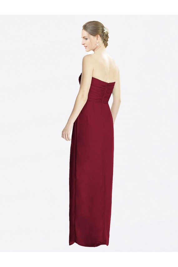 Burgundy Sleeveless Sweetheart Sheath Soft Chiffon Bridesmaid Dress Worcester