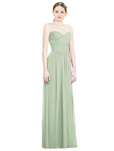 Criss Cross Back Sage Sleeveless Sweetheart A-Line Soft Chiffon Bridesmaid Dress Worcester