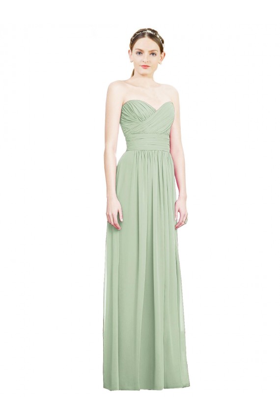 Criss Cross Back Sage Sleeveless Sweetheart A-Line Soft Chiffon Bridesmaid Dress Worcester