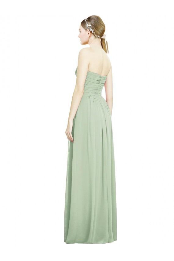 Criss Cross Back Sage Sleeveless Sweetheart A-Line Soft Chiffon Bridesmaid Dress Worcester