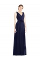 Dark Navy Sleeveless V-Neck A-Line Chiffon Bridesmaid Gowns Worcester