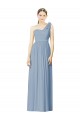 Dusty Blue Sleeveless One Shoulder A-Line Soft Chiffon Bridesmaid Dress Worcester