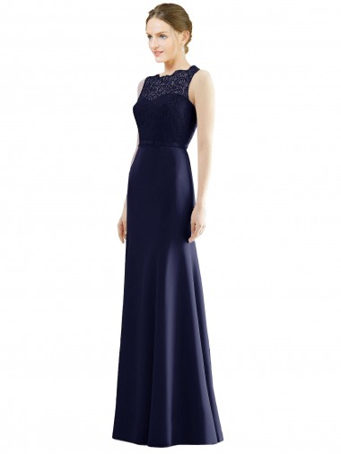 Sleeveless Illusion Neck Mermaid Soft Chiffon & Lace Bridesmaid Dress Worcester