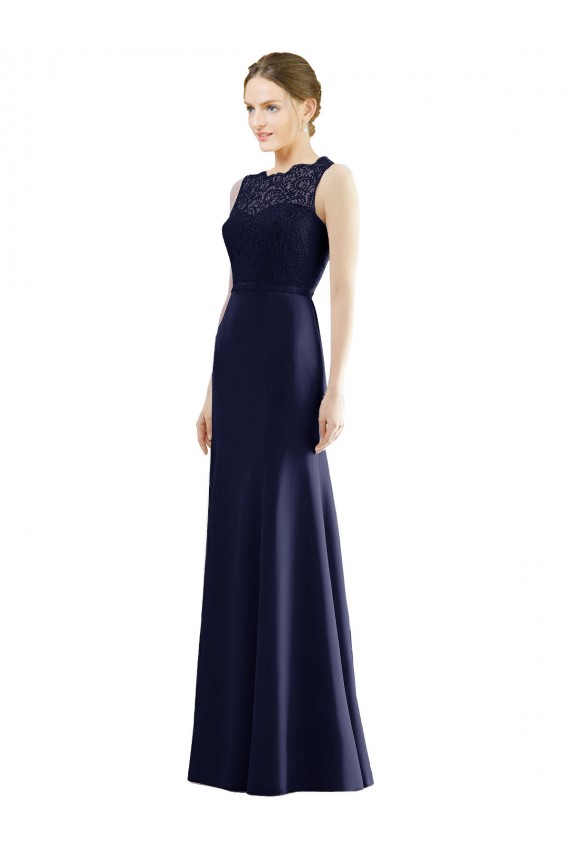 Sleeveless Illusion Neck Mermaid Soft Chiffon & Lace Bridesmaid Dress Worcester