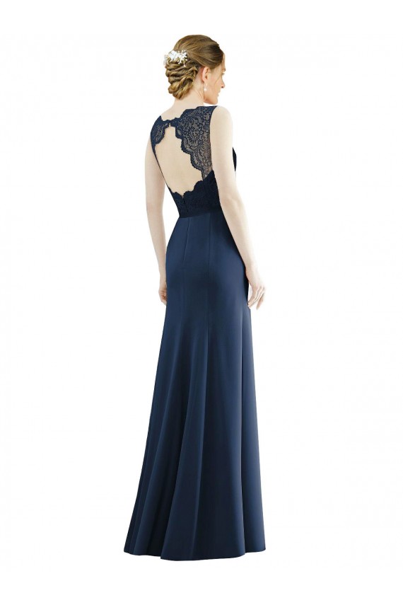 Sleeveless Illusion Neck Mermaid Soft Chiffon & Lace Bridesmaid Dress Worcester