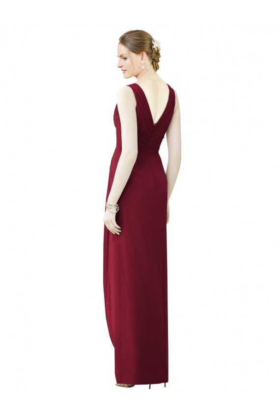 V-Back Sleeveless V-Neck Sheath Chiffon Bridesmaid Dress / Evening Dress Worcester