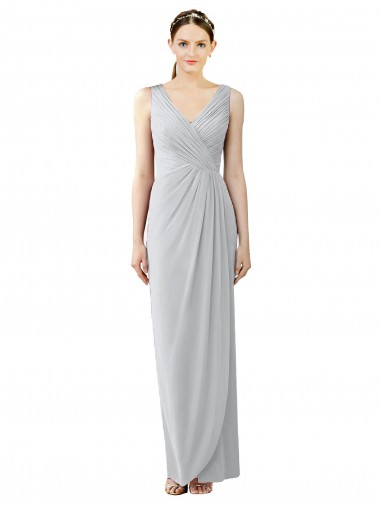 V-Back Sleeveless V-Neck Sheath Chiffon Bridesmaid Dress / Evening Dress Worcester