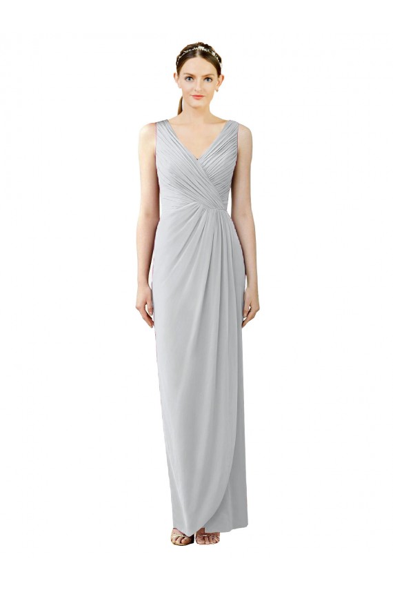 V-Back Sleeveless V-Neck Sheath Chiffon Bridesmaid Dress / Evening Dress Worcester