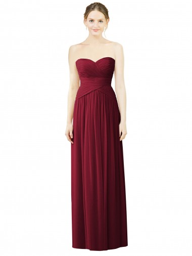 Burgundy Sleeveless Sweetheart A-Line Soft Chiffon Evening Dress / Bridesmaid Dress Worcester