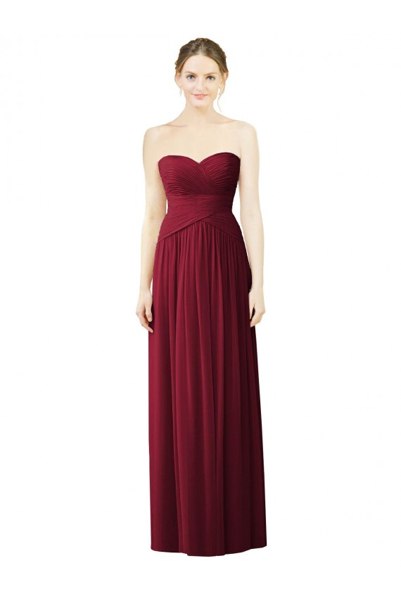 Burgundy Sleeveless Sweetheart A-Line Soft Chiffon Evening Dress / Bridesmaid Dress Worcester