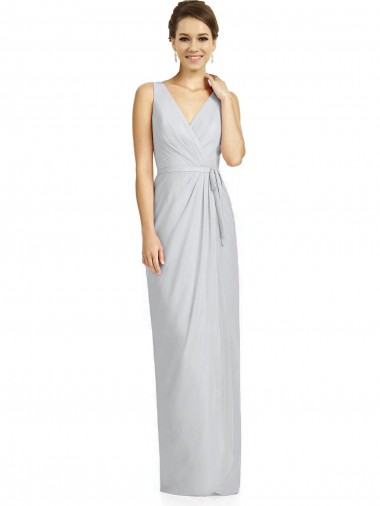 V-Back Frost Sleeveless V-Neck Sheath Soft Chiffon Bridesmaid Dress Worcester