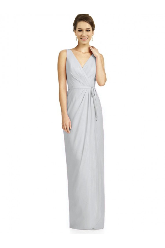 V-Back Frost Sleeveless V-Neck Sheath Soft Chiffon Bridesmaid Dress Worcester