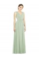 V-Back Sage Sleeveless V-Neck A-Line Soft Chiffon Bridesmaid Dress Worcester
