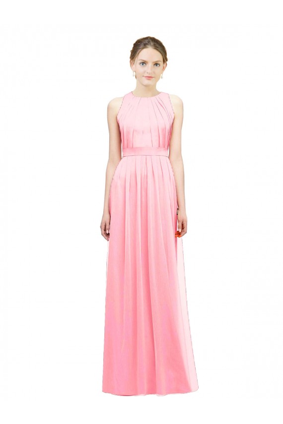 Salmon Sleeveless Halter Neck A-Line Soft Chiffon Bridesmaid Dress Worcester