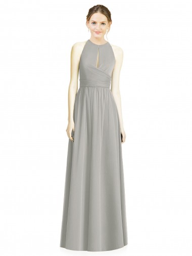 Silver Sleeveless Halter Neck A-Line Chiffon Bridesmaid Dress / Evening Dress Worcester