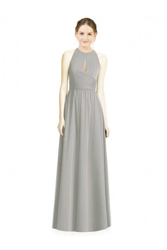 Silver Sleeveless Halter Neck A-Line Chiffon Bridesmaid Dress / Evening Dress Worcester