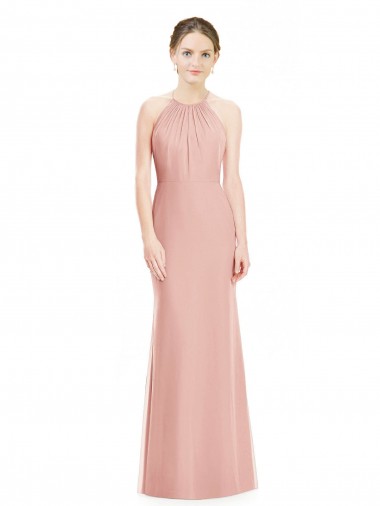 Sleeveless Halter Neck Mermaid Soft Chiffon Bridesmaid Dress Worcester