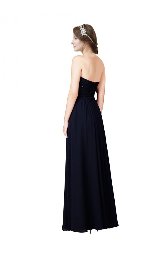 Dark Navy Sleeveless Sweetheart A-Line Soft Chiffon Formal Dress / Bridesmaid Dress Worcester