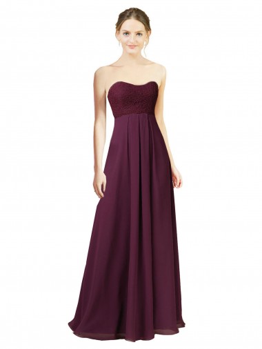 Grape Sleeveless Sweetheart A-Line Chiffon Bridesmaid Dress Worcester