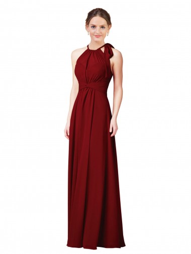 Sleeveless Halter Neck Sheath Soft Chiffon Bridesmaid Dress Worcester