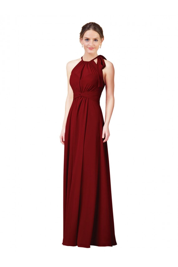 Sleeveless Halter Neck Sheath Soft Chiffon Bridesmaid Dress Worcester