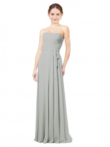 Silver Sleeveless Sweetheart A-Line Soft Chiffon Bridesmaid Dresses Worcester