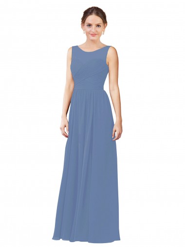 Sleeveless Illusion Neck Sheath Soft Chiffon Bridesmaid Dress Worcester