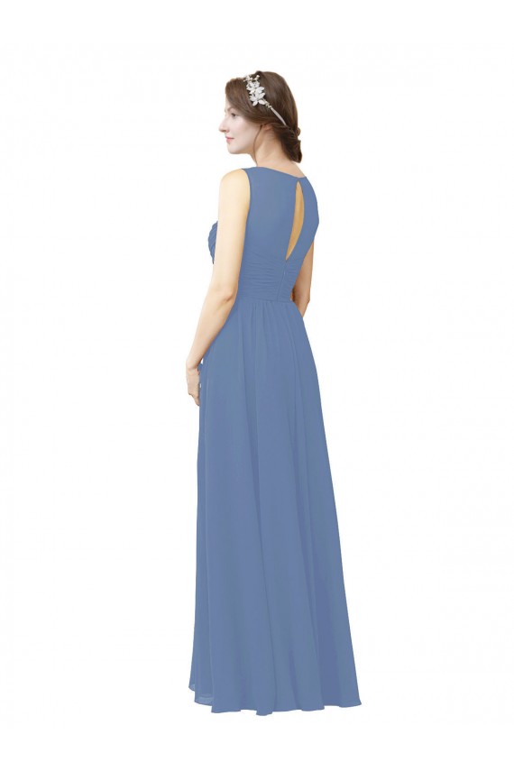 Sleeveless Illusion Neck Sheath Soft Chiffon Bridesmaid Dress Worcester