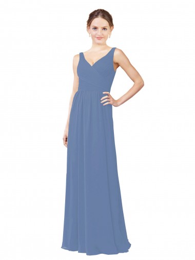 Sleeveless V-Neck Sheath Soft Chiffon Bridal Party Dress Worcester