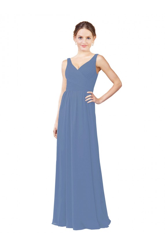 Sleeveless V-Neck Sheath Soft Chiffon Bridal Party Dress Worcester