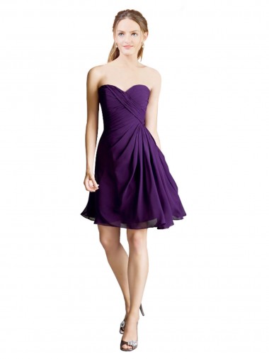 Purple Sleeveless Sweetheart A-Line Soft Chiffon Bridesmaid Dress Worcester